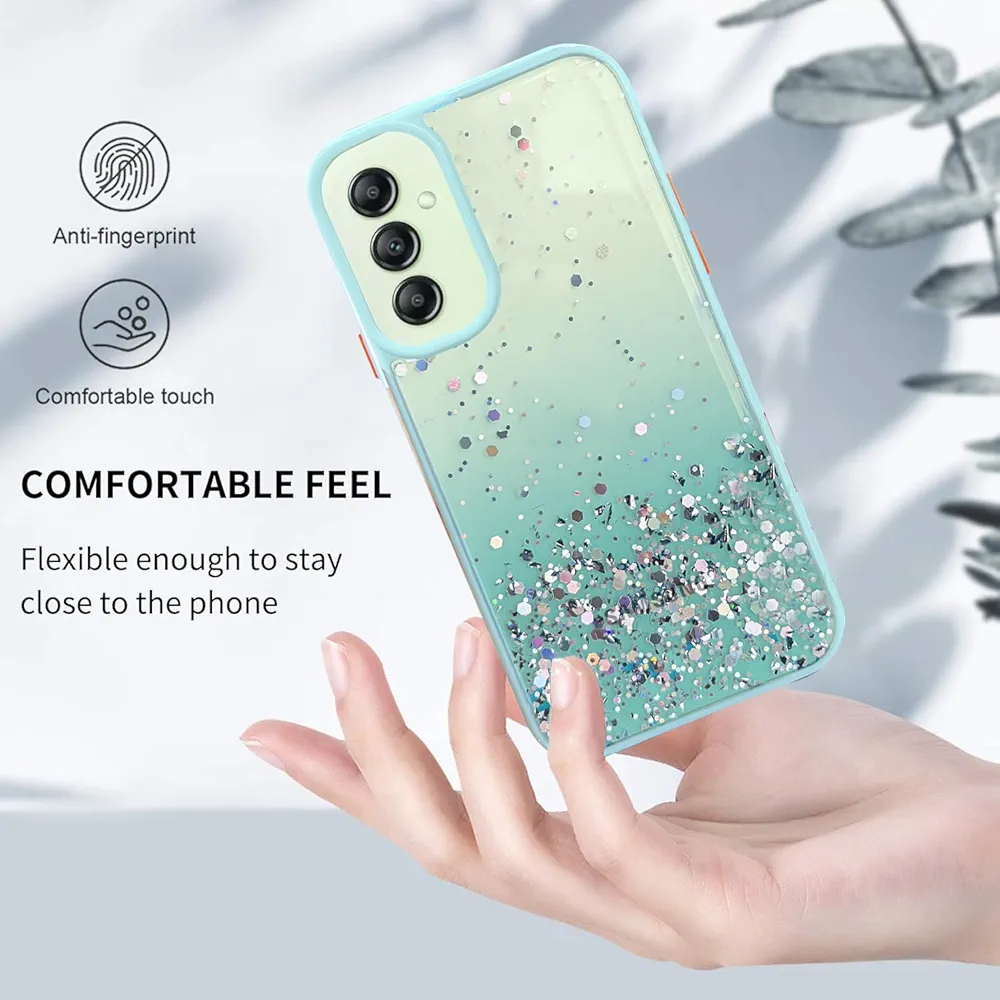 Compatible Samsung Galaxy A14 5G | Non-Moving Glitter TPU Shockproof Case for Girls & Women – Mint Green