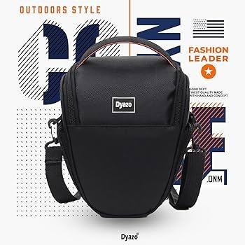 Compact Water Resistant DSLR Camera Bag/Case with Side Pockets & Adjustable Shoulder Strap – Anti-Shock, Black & Grey