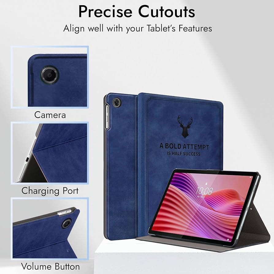 Cover for Lenovo Tab 10.1 Inch 2025 | Premium Deer Design Flip Cover Case with Auto Sleep/Wake – Blue