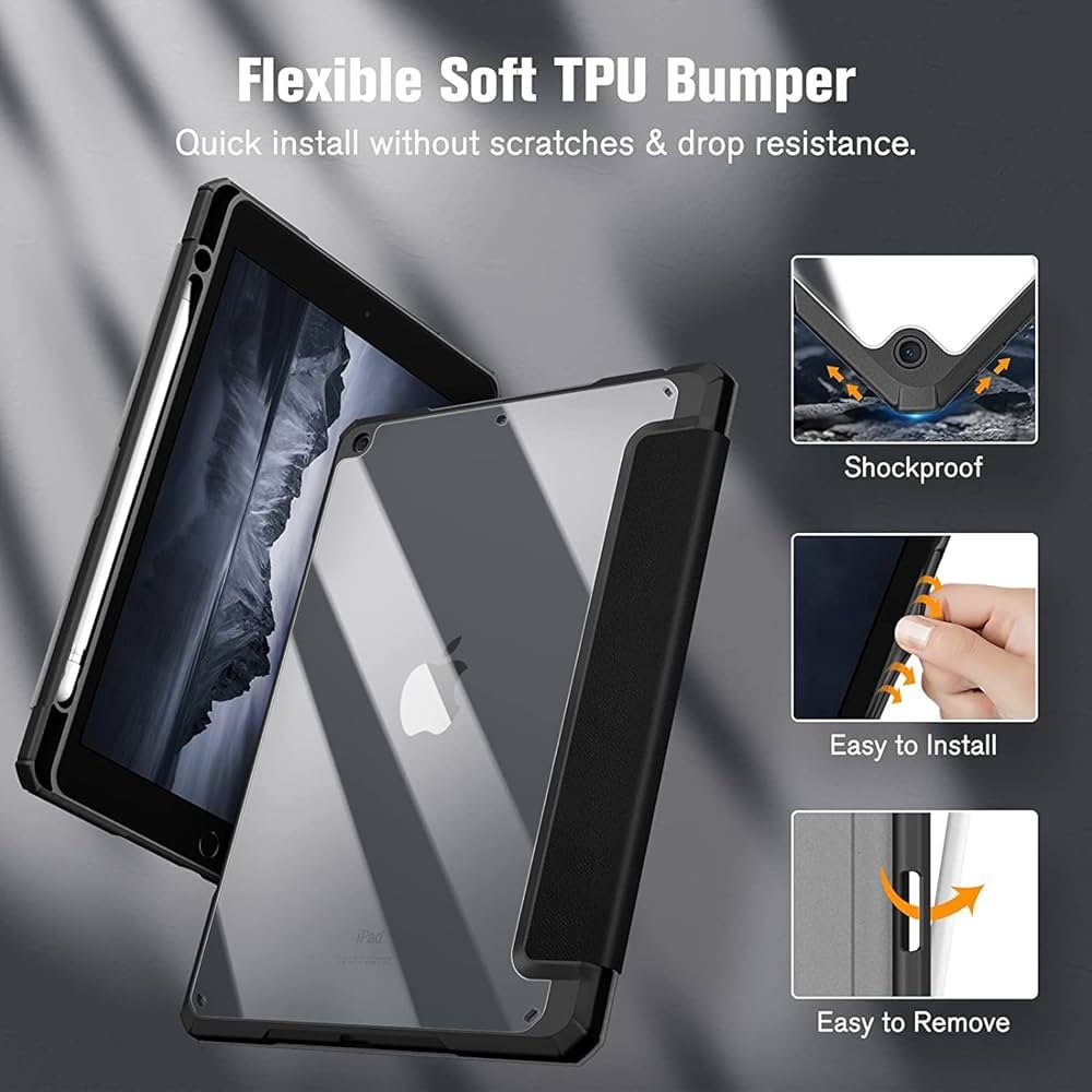 Smart Cover with Transparent Back for iPad 10.2 Inch (2021/2020/2019) – Don’t Touch Design