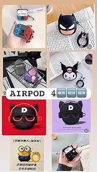 AirPods 4 Case (2024) Batman Design | Soft Silicone TPU Cover with Keychain | Cute Full Protective Case for AirPods 4th Gen (USB-C)