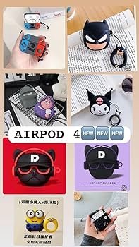 AirPods 4 Case (2024) Batman Design | Soft Silicone TPU Cover with Keychain | Cute Full Protective Case for AirPods 4th Gen (USB-C)