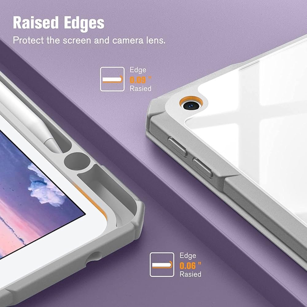 Case for 10.2" iPad 9th, 8th & 7th Generation | Smart Flip Cover with Pencil Holder & Transparent Back – Small Hearts