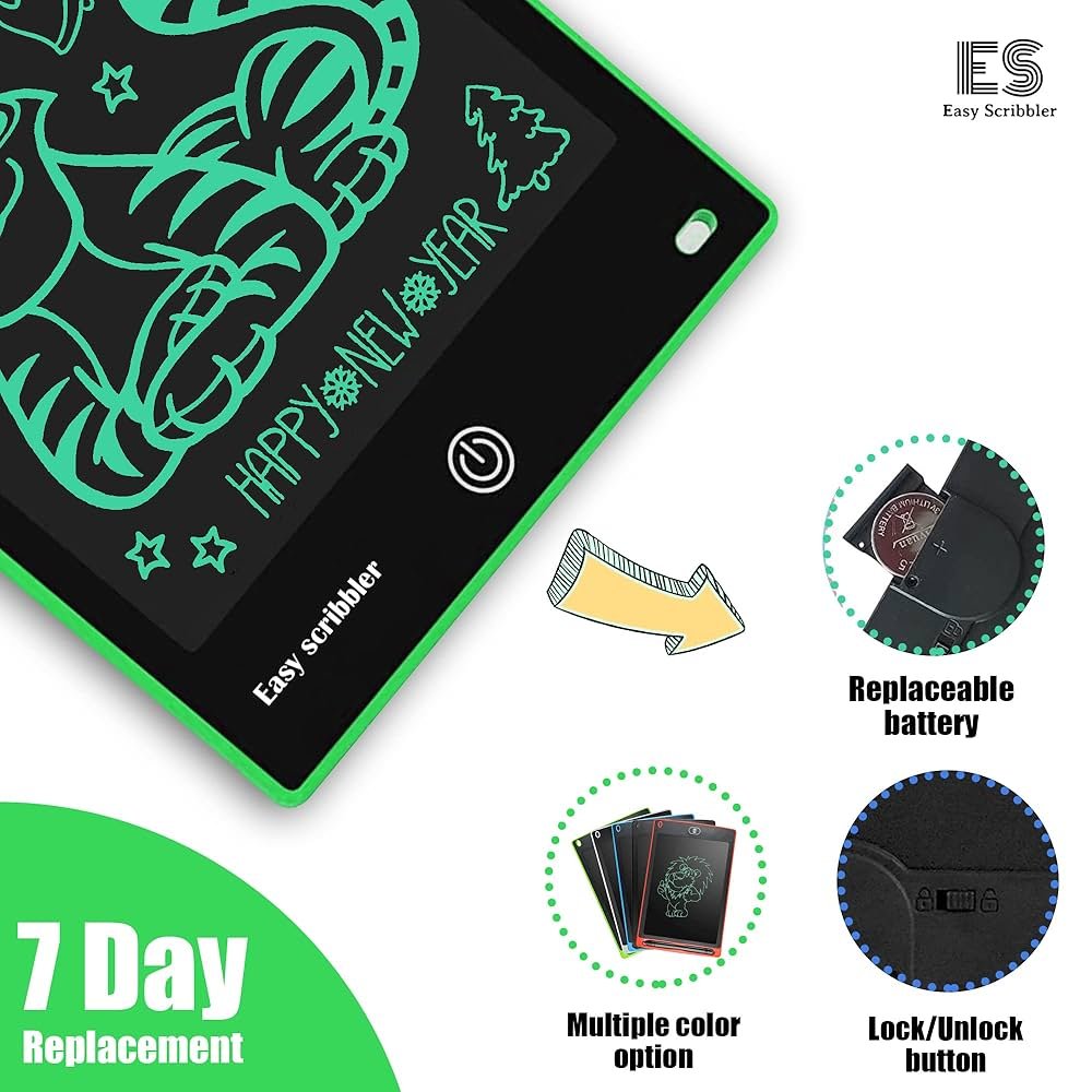 12 Inch LCD Writing Tablet for Kids – Green, Reusable