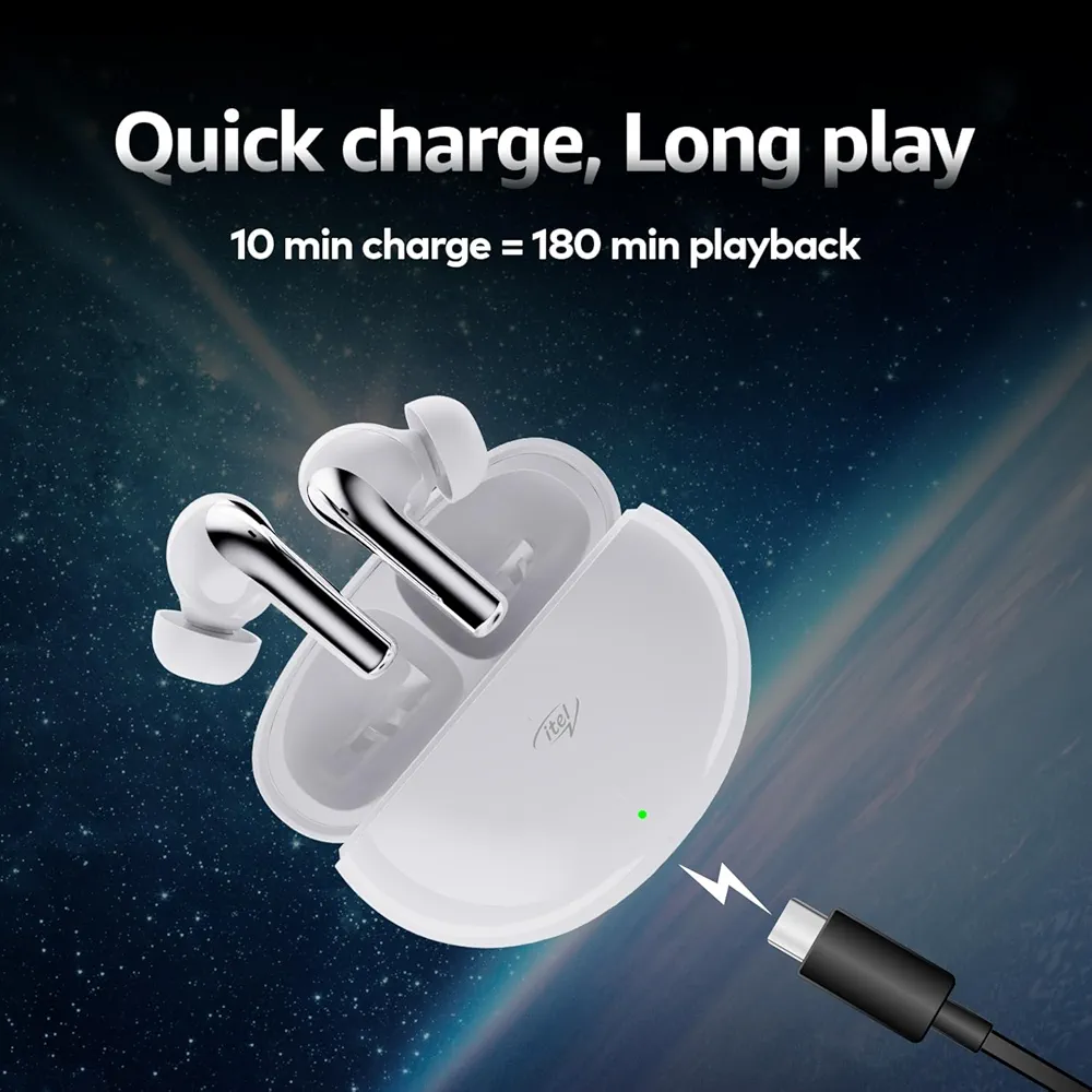 TWS In-Ear Earbuds with ANC (~25dB) | 50H Playtime | AI ENC | 10mm Drivers | Fast Charging | IPX5 | Bluetooth 5.3 Wireless Earphones with Mic (White)