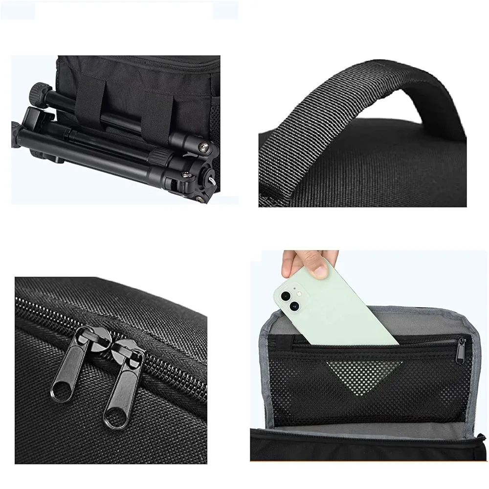 Water Resistant Camera Bag/Case with Shoulder Strap & Accessory Pockets – Compatible with DSLR Cameras (Black & Silver)