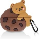 Cute Soft Silicone Pouch Case for AirPods Pro Gen-2 (2022) – 3D Cartoon Animal Character Cover with Keychain, Shockproof & Dustproof Protective Case (BISCUT Bear)