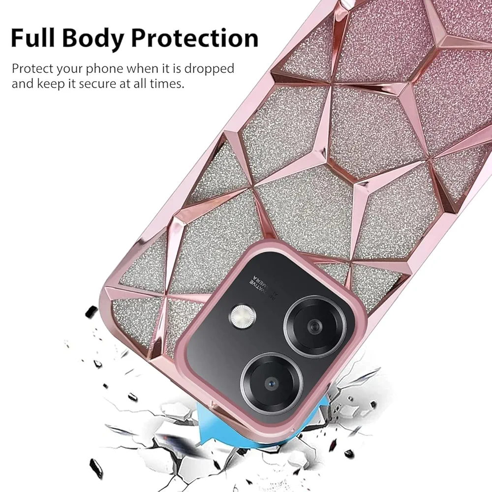 Glitter Geometric Case for Oppo A3 / A3x 5G – Pink