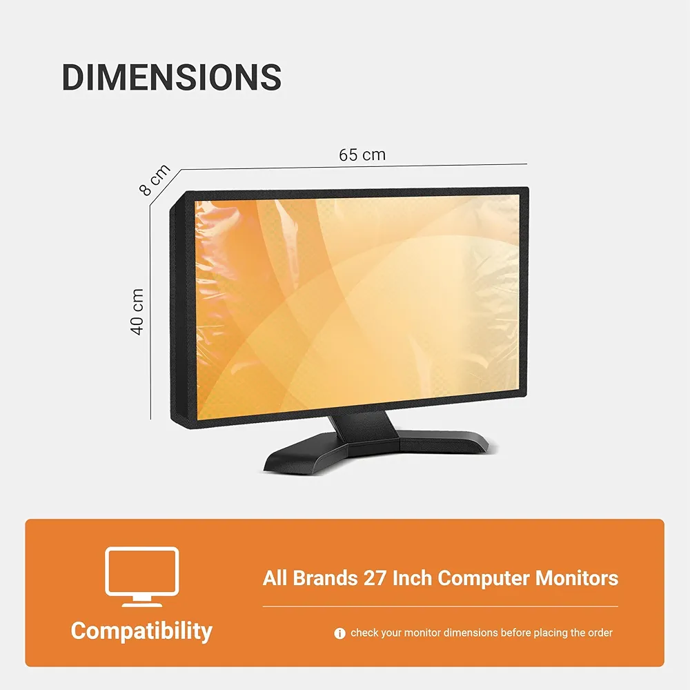 Black-TS 27 Inch Monitor Cover – Transparent Water-Resistant Screen Protector