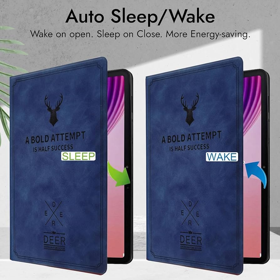 Cover for Lenovo Tab 10.1 Inch 2025 | Premium Deer Design Flip Cover Case with Auto Sleep/Wake – Blue