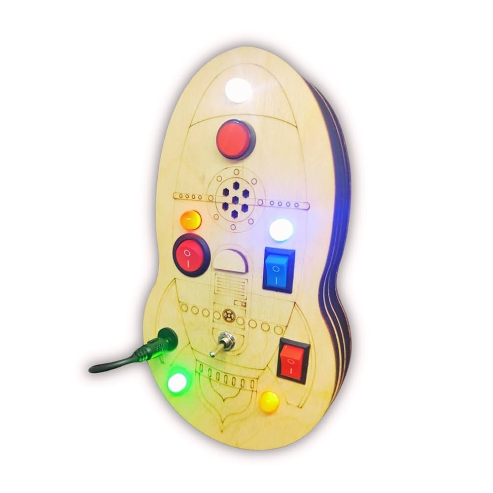 Galaxy Glinder Busy Board for Toddlers – Rocket Adventure
