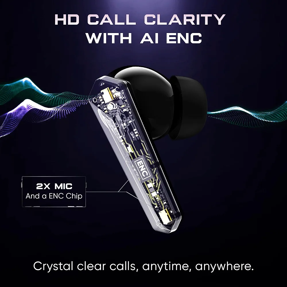 Gaming in-Ear Earbuds with 35ms Low Latency, Dual RGB Aurora Lights, 13mm Bass Drivers & Passive Noise Cancellation (Blue)