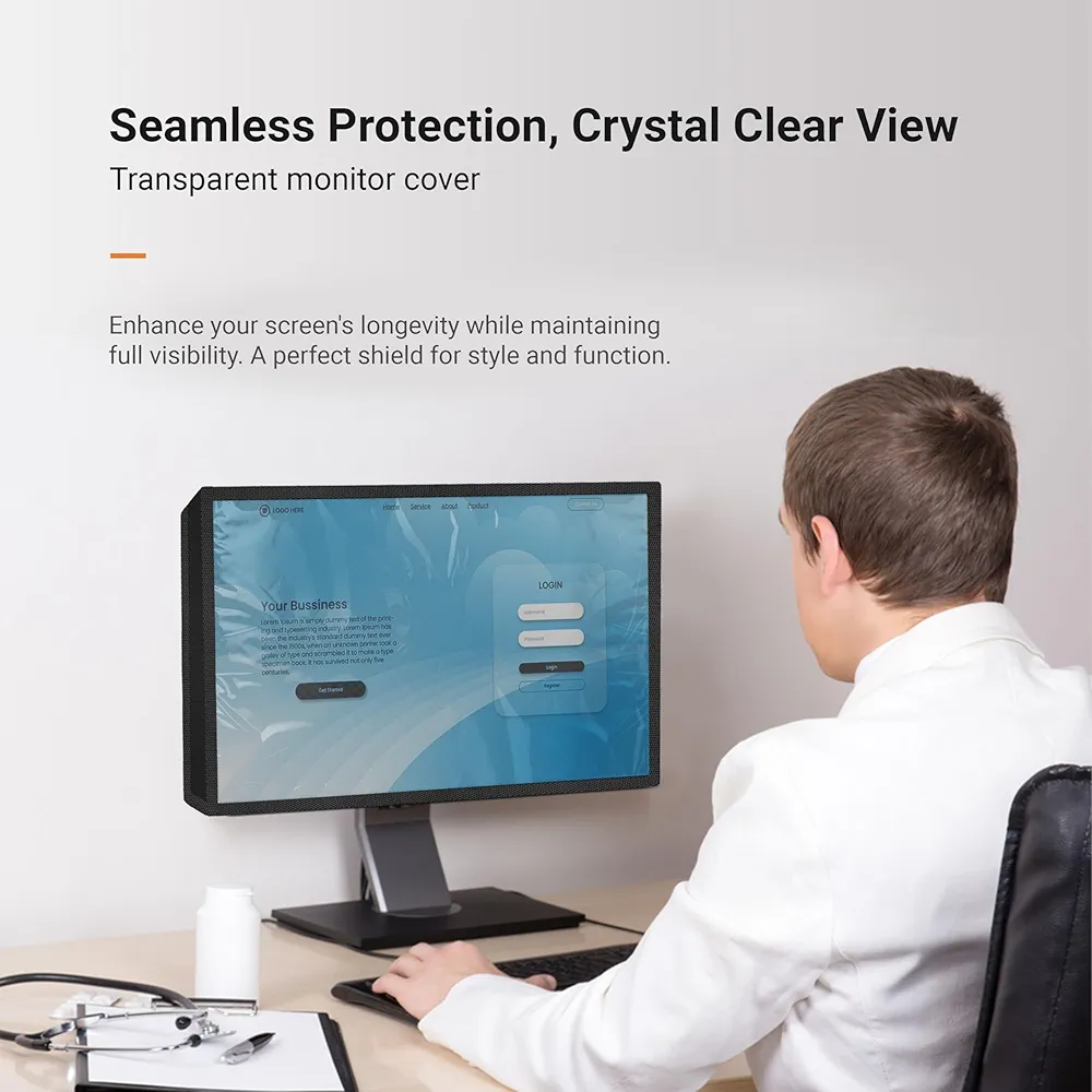 Black-TS 27 Inch Monitor Cover – Transparent Water-Resistant Screen Protector