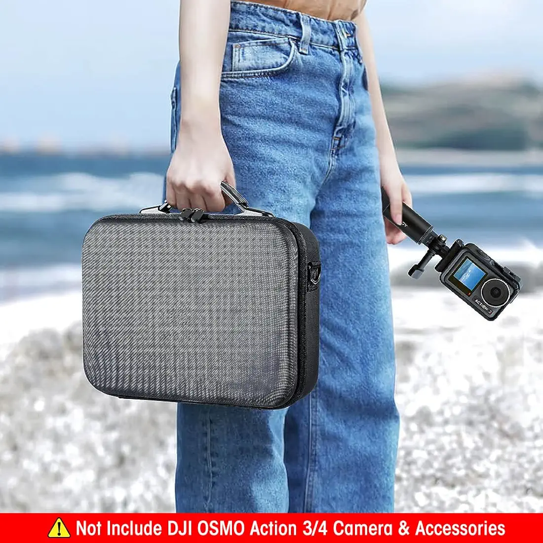 Osmo Action 3/4/5Pro Carrying Case for DJI OSMO Action Camera – Hard Shell Travel Storage Bag with Shoulder Strap (Camera Not Included)