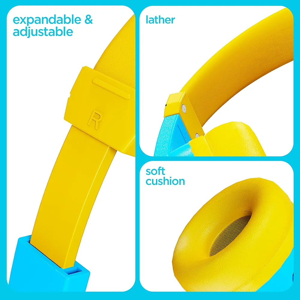Beatpop Kids Headphones | Safe Volume 85 dBA | 42H Playtime | X-Bass® Technology | 40mm Neodymium Drivers | Type-C Fast Charging | ENC Bluetooth On-Ear Headphones (Blue & Yellow)
