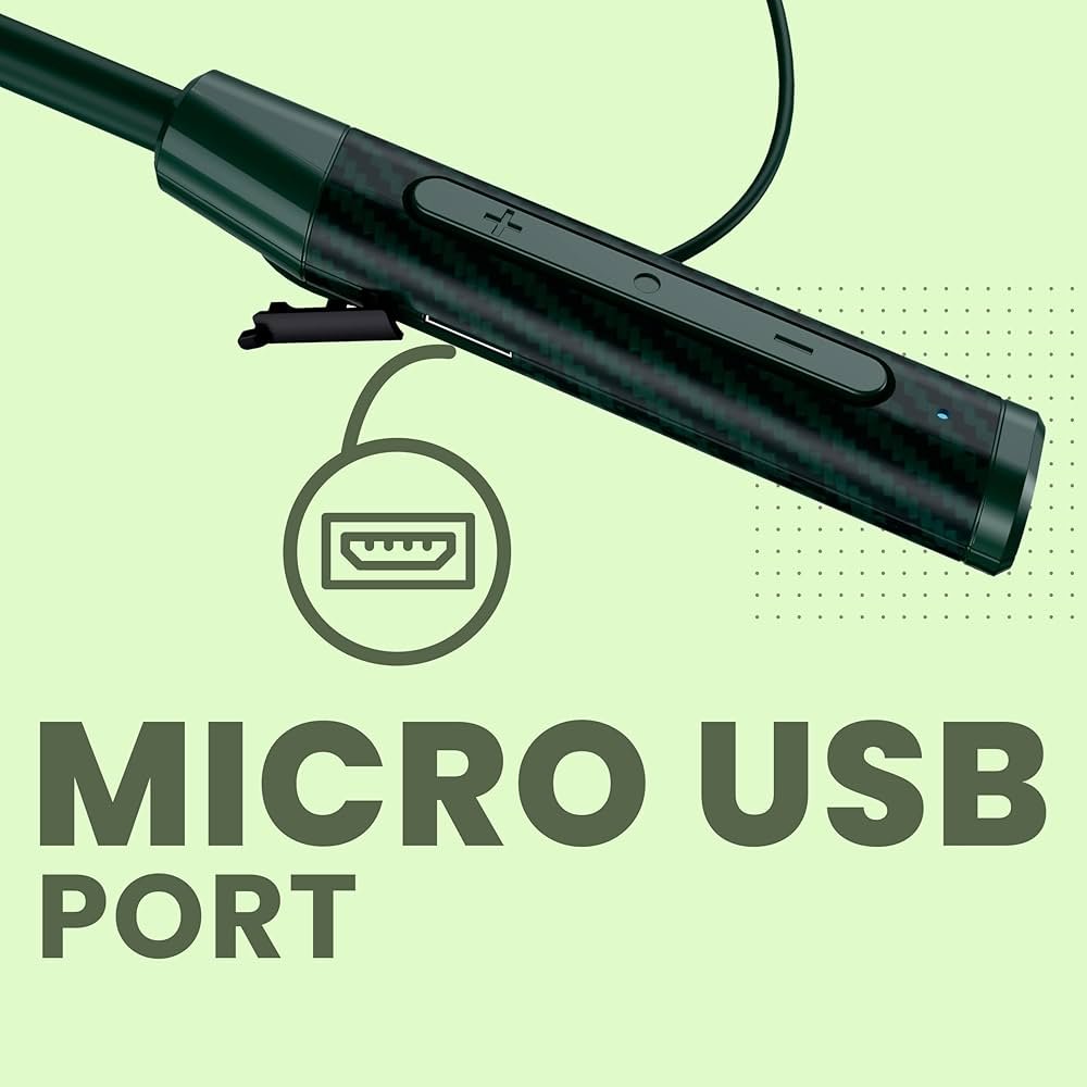 Wireless Waterproof Bluetooth Neckband with 35H Playtime & 10mm Bass Driver – Bluetooth 5.0 (Green)