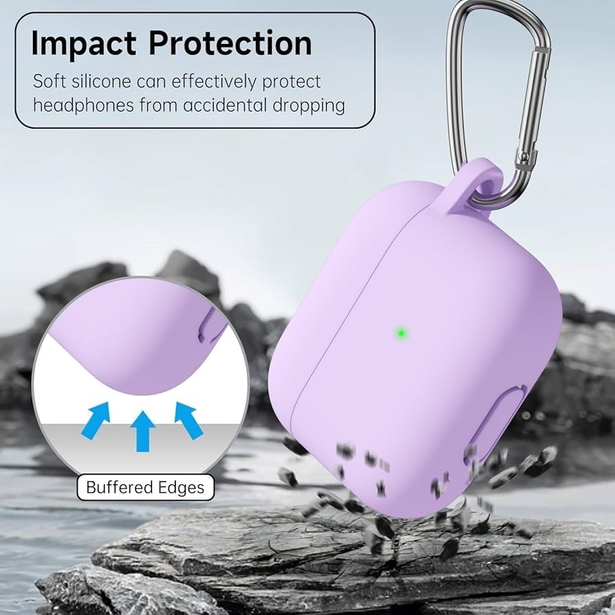 AirPods 4 Gen Case Cover with Keychain (Purple) | Cute Soft Silicone TPU Protective Case | Shockproof Full Body Cover Compatible with AirPods 4th Generation (2024)