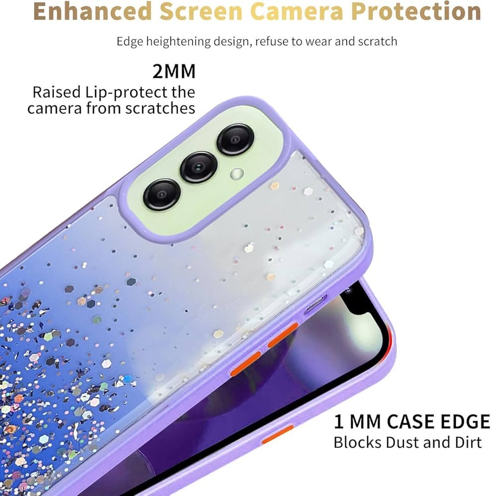 Compatible Samsung Galaxy A14 5G | Non-Moving Glitter TPU Shockproof Case for Girls & Women – Purple