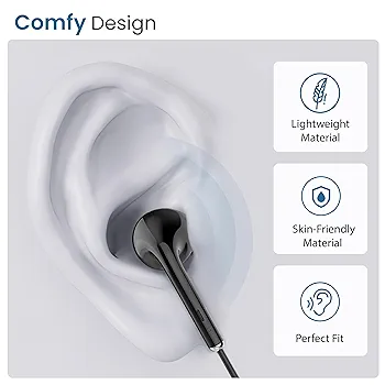 Wired In-Ear Headphones with Mic & 14mm Dynamic Drivers for Boosted Bass – 3.5mm Jack, Multi-Functional Controller (Stringz 38 Lite, Pink)