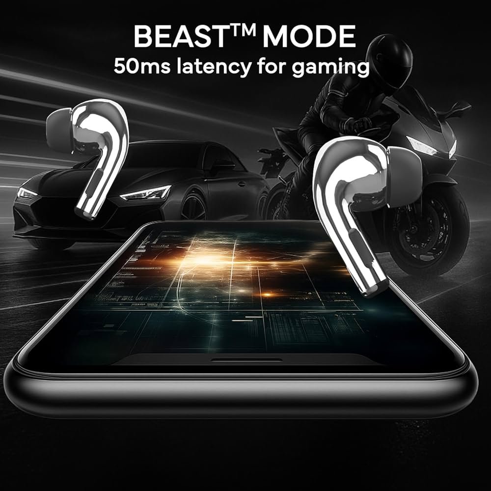 Bluetooth TWS Earbuds | Up to 60H Playtime | Dual Device Pairing | Fast Type-C Charging | Touch Controls | Deep Bass | Voice Assistant Support | IPX4 Sweat Resistant | True Wireless (Silver)