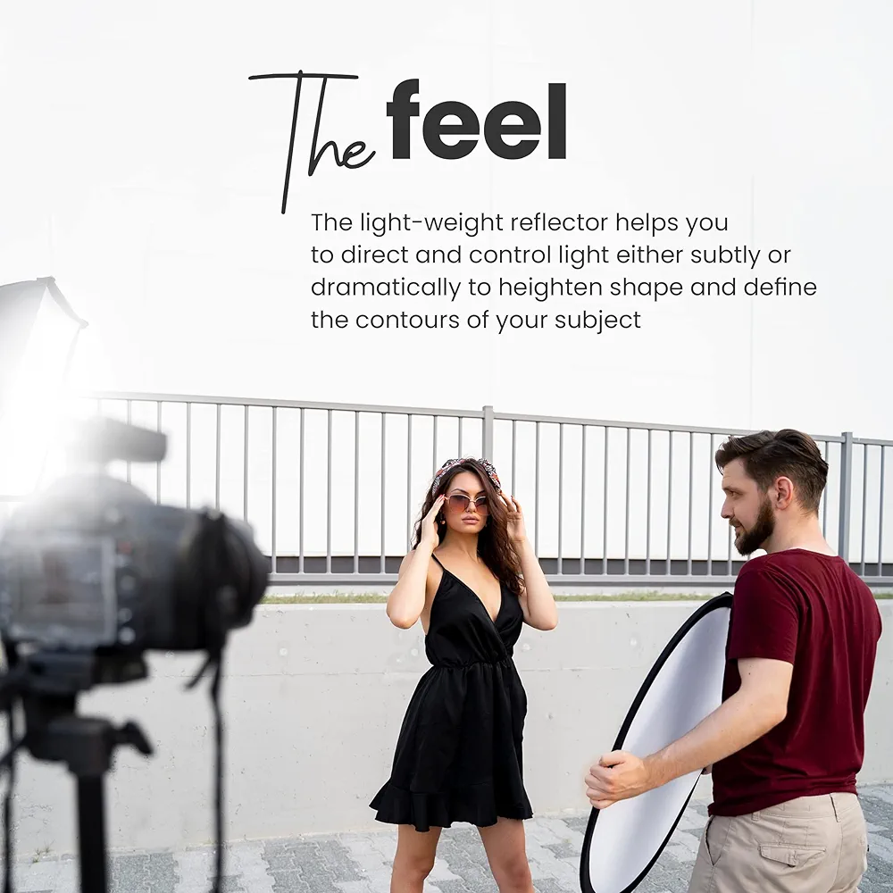 45-Inch (110 cm) 5-in-1 Collapsible Light Reflector with Carry Bag – Translucent, Silver, Gold, White & Black – Portable Multi-Disc Reflector for Studio and Outdoor Photography