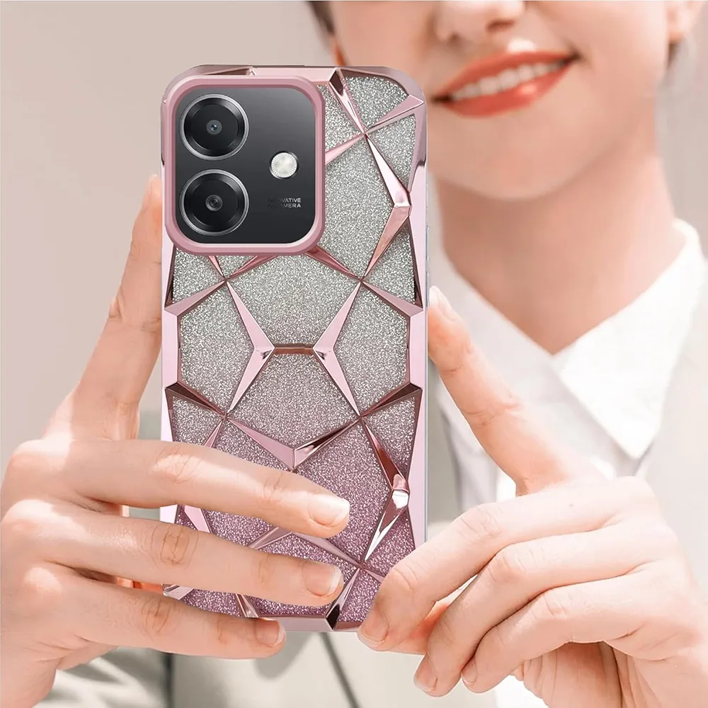 Glitter Geometric Case for Oppo A3 / A3x 5G – Pink