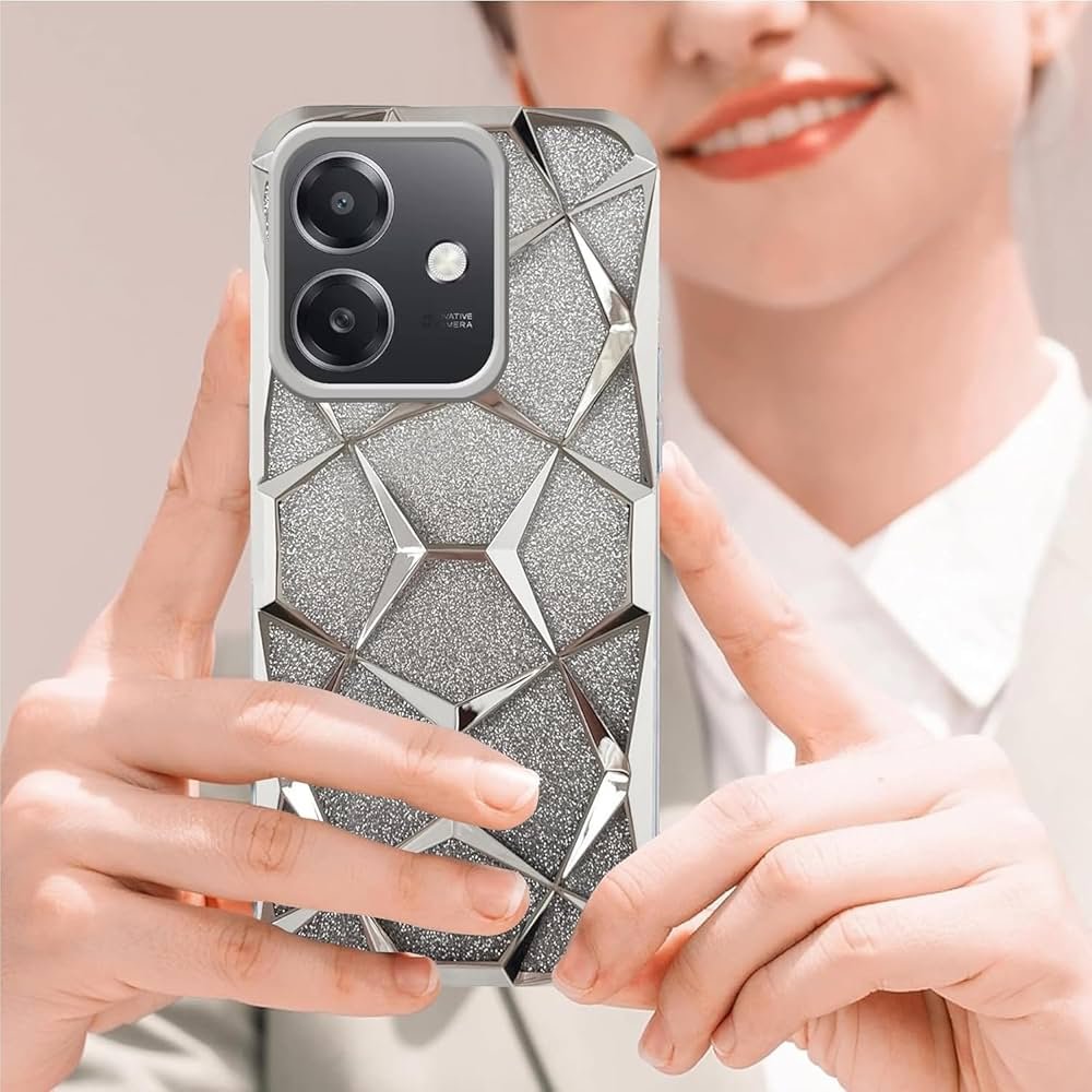 Glitter Geometric Case for Oppo A3 / A3x 5G – Silver