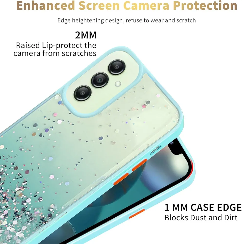 Compatible Samsung Galaxy A14 5G | Non-Moving Glitter TPU Shockproof Case for Girls & Women – Mint Green
