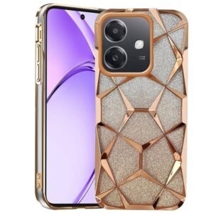 Glitter Geometric Case for Oppo A3 / A3x 5G – Gold