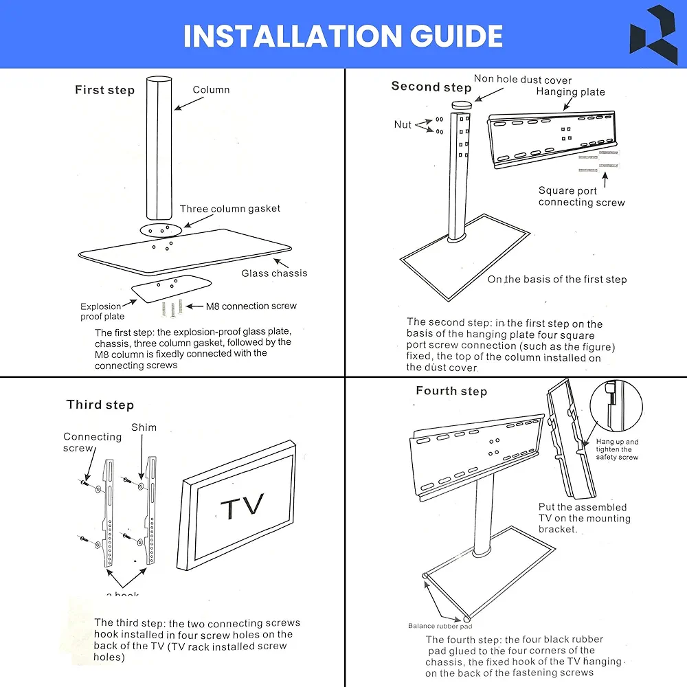 Portable TV Stand for 32–55 Inch LED & LCD Smart TVs | Heavy Duty Adjustable Table-Top Mount Stand, Alloy Steel, Black