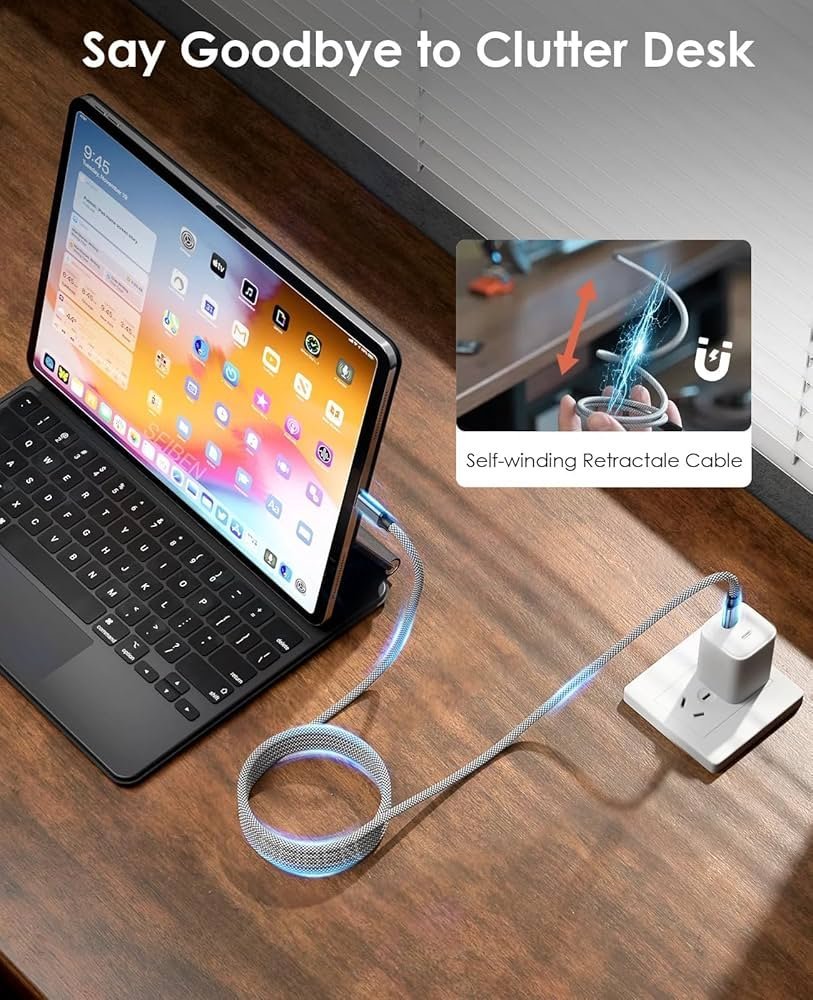 Magnetic Coiled Type C to Type C Cable, 65W - 3.1A Magnetic Coiled O-MagCable