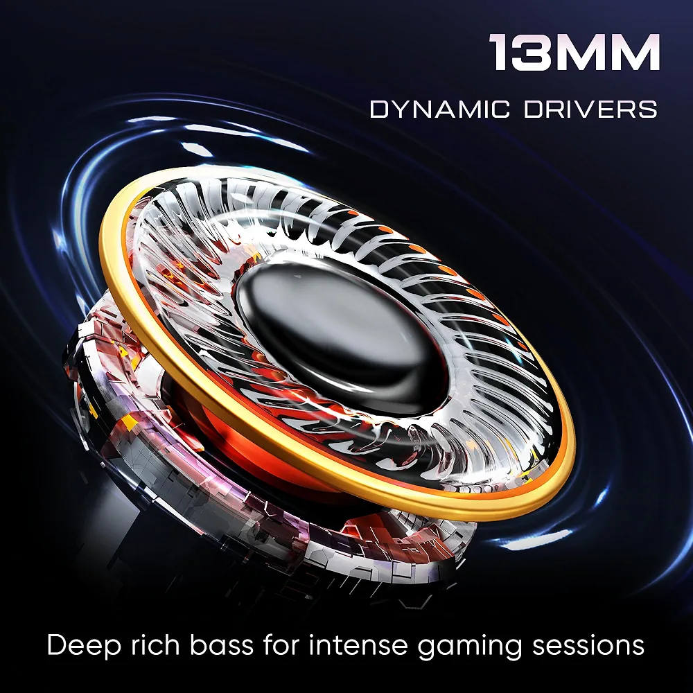 Gaming in-Ear Earbuds with 35ms Low Latency, Dual RGB Aurora Lights, 13mm Bass Drivers & Passive Noise Cancellation (Blue)