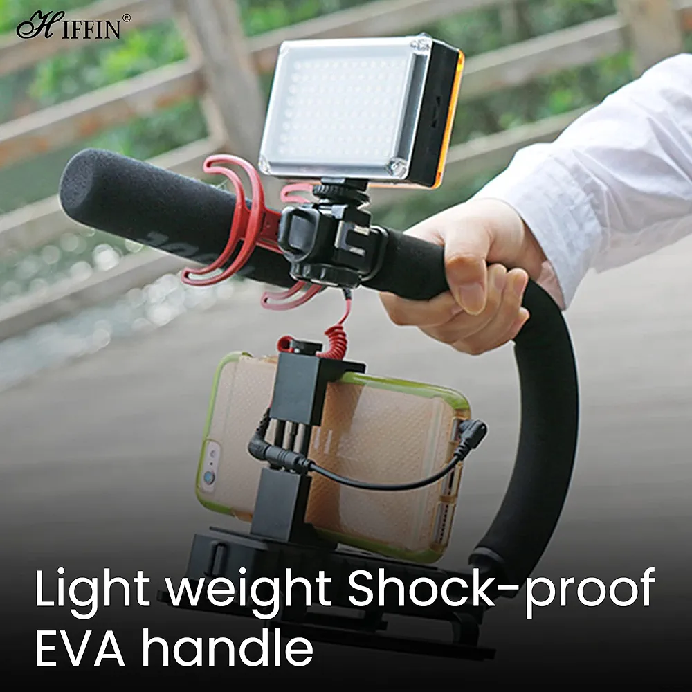 Universal Stabilizer C-Shape Bracket – Low Position Camera Rig Handheld Grip for DSLR & Vlogging (Black)