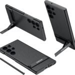 Vegan Leather Back Case-Cover with Kick Stand for Samsung Galaxy S24 Ultra 5g