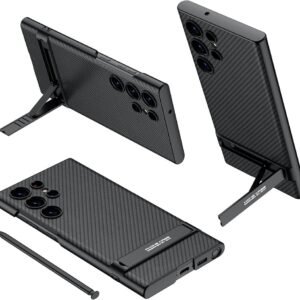 Vegan Leather Back Case-Cover with Kick Stand for Samsung Galaxy S24 Ultra 5g