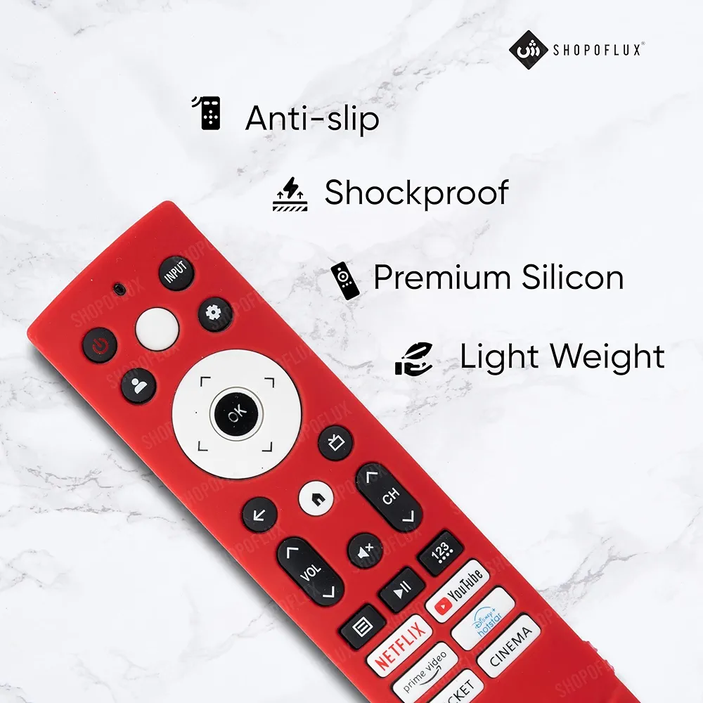 Silicone TV Remote Cover for Hisense & VU GloLED Series Smart TVs – Red