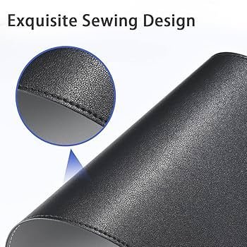 Black and Grey Faux Leather Desk Mat 90x45cm – Reversible Large Mouse Pad