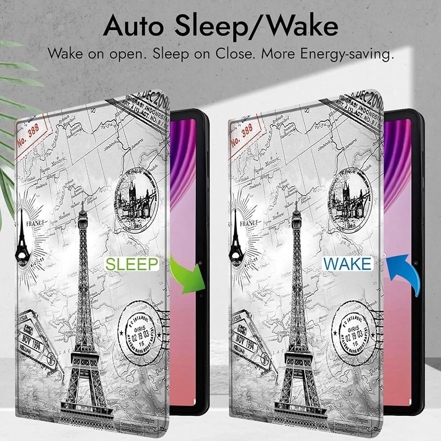Cover for Lenovo Tab 10.1 Inch 2025 | Eiffel Design Folio Flip Cover Case – Premium Faux Leather Stand Case
