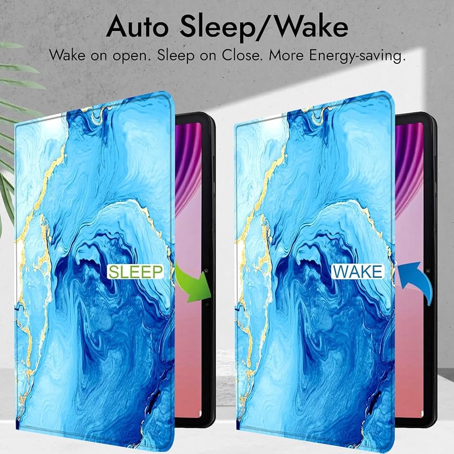 Cover for Lenovo Tab 10.1 Inch 2025 | Ocean Blue Folio Flip Cover Case – Premium Faux Leather Stand Case