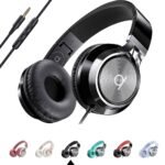 Foldable Noise Isolating On-Ear Headphones with Mic & Volume Control (Black, Wired)