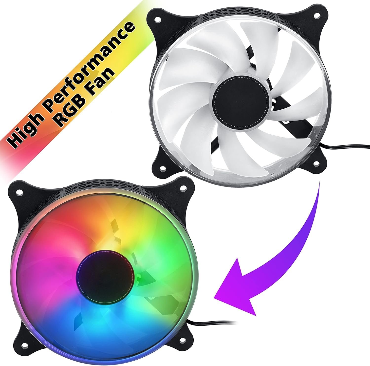 3 Pack RGB LED Series 120mm Case Fan For Pc