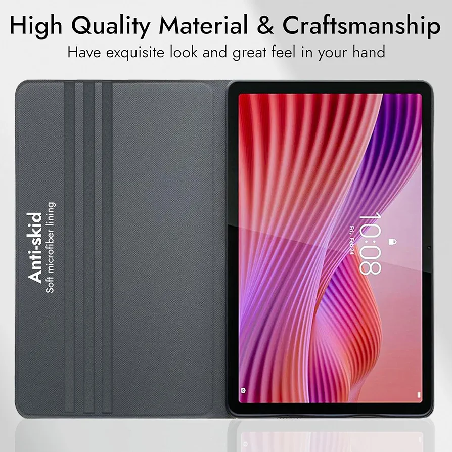 Cover for Lenovo Tab 10.1 Inch 2025 | Marble Lilac Folio Flip Cover Case – Premium Faux Leather Stand Case