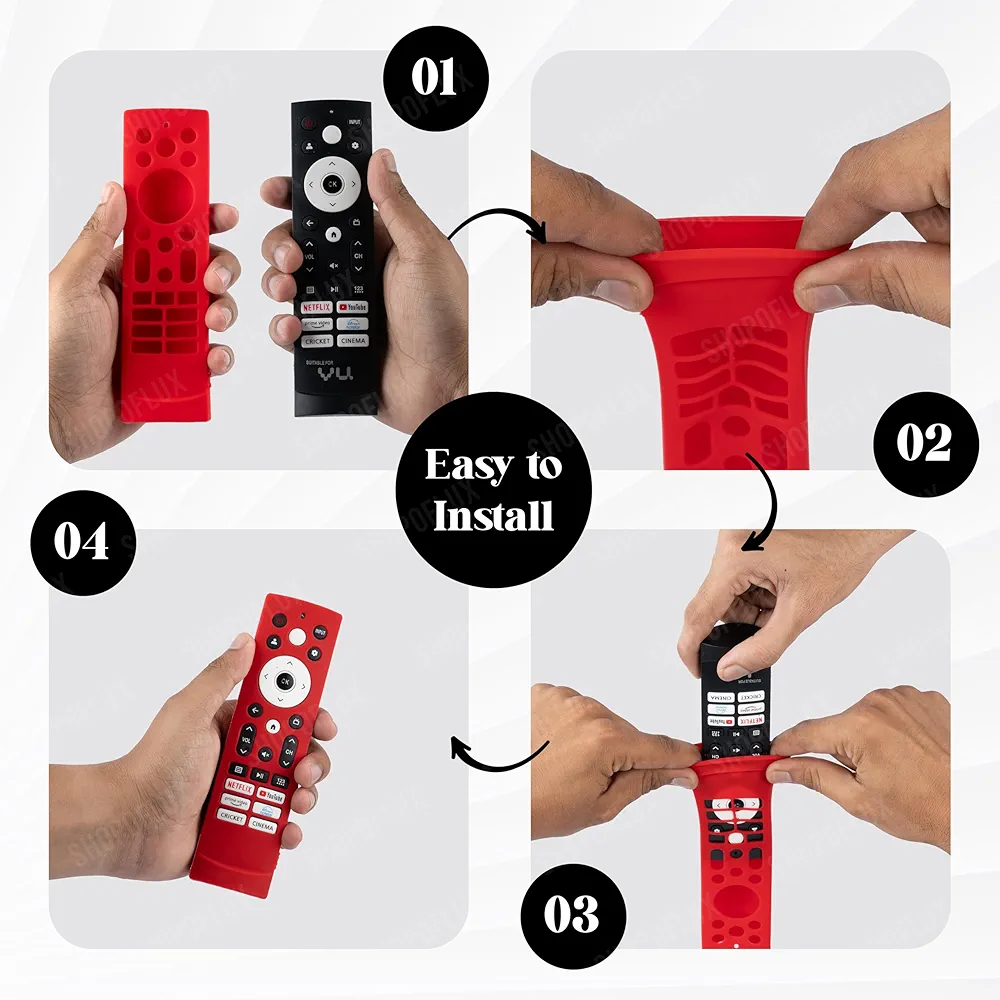 Silicone TV Remote Cover for Hisense & VU GloLED Series Smart TVs – Red