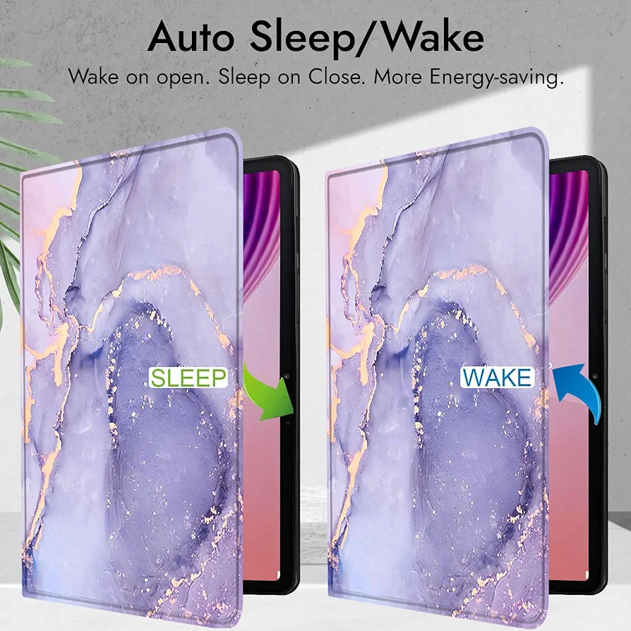 Cover for Lenovo Tab 10.1 Inch 2025 | Marble Lilac Folio Flip Cover Case – Premium Faux Leather Stand Case