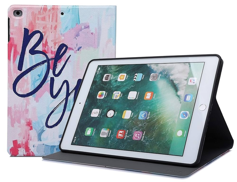 Smart Flip Case Cover for iPad 9.7 Inch (2018/2017, iPad Air 2, iPad Air) – Be You Design, Soft TPU