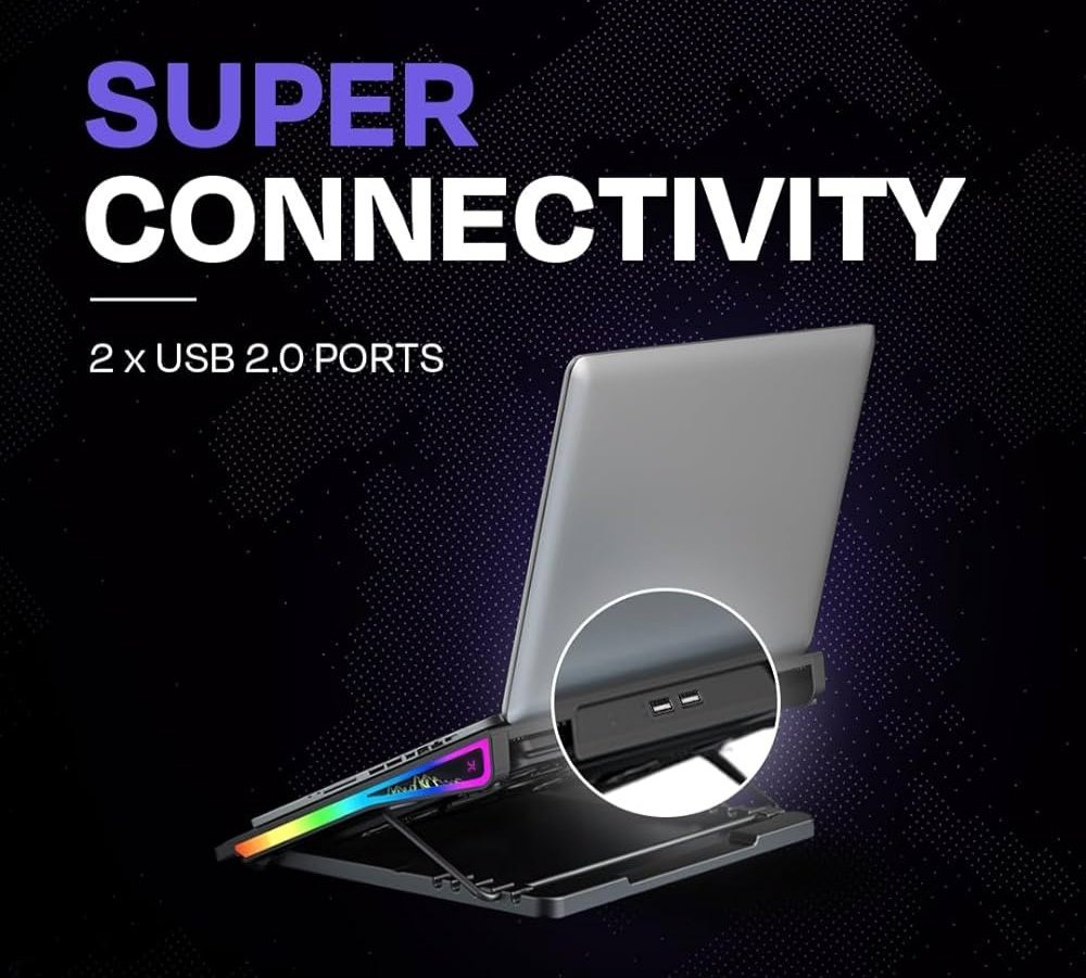 Tundra 5 Fans RGB Laptop Cooling Pad with Dual USB Port