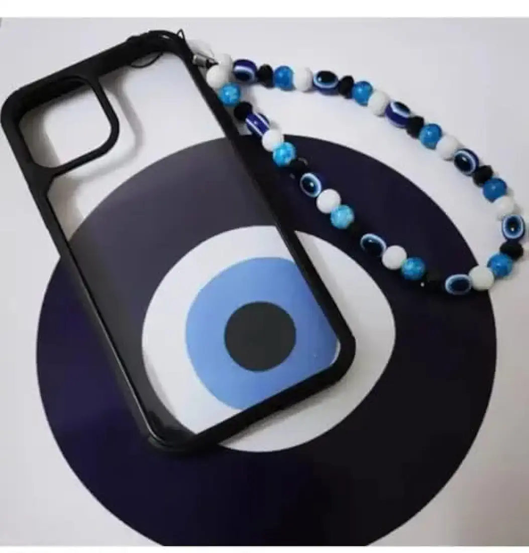 Evil Eye Phone Charm – Beaded Wrist Strap for Mobile, Decorative & Protective Accessory for Girls & Women