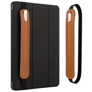 Apple Pencil Cover Sleeve – PU Leather Pouch for 1st & 2nd Generation Apple Pencil, Elastic Holder for iPad, Tablets, Notebooks (Dark Brown)