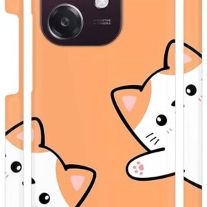 Orange White Kitties Designer Printed Hard Back Case for Oppo A3 5G / Oppo A3x 5G