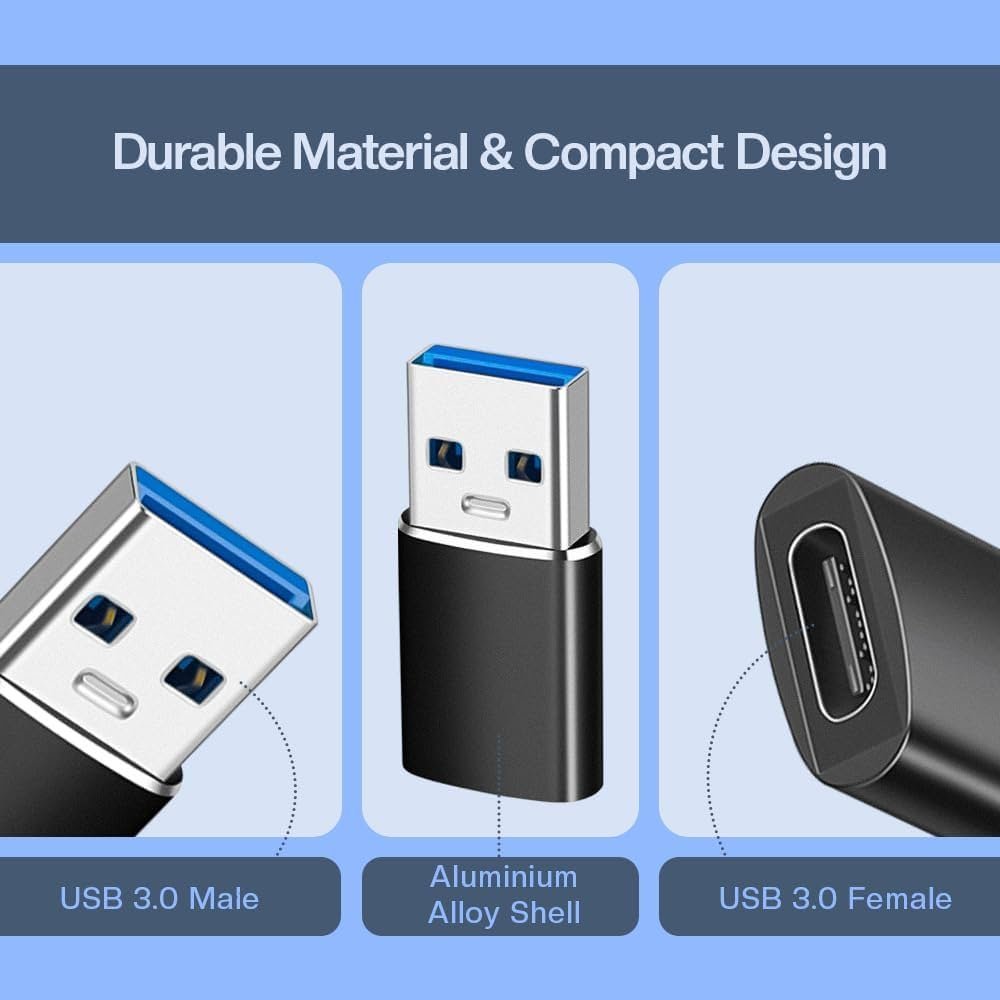 USB A to Type-C & Lightning Converter OTG (Pack of 2) | USB 3.0 | High-Speed Data Transfer | Plug & Play